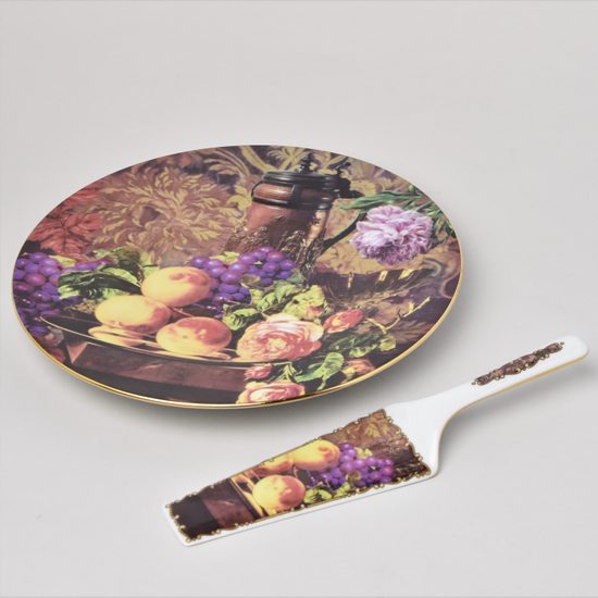 Cake plate 27 cm + shovel Corso, Thun 1794, karlovarský porcelán