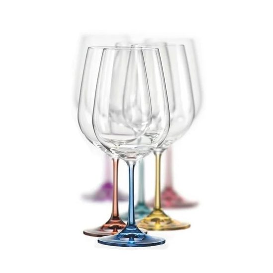 Spectrum 550 ml Rainbow - color set, red wine glass, 6 pcs., Crystalex