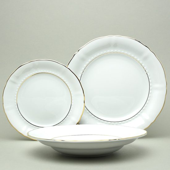Plate set for 6 pers., Sonáta, golden lines, Leander Loučky