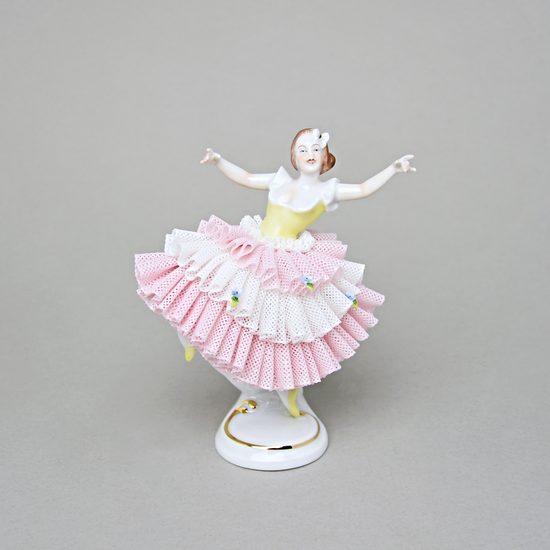 Dancer with lace 7 x 6,5 x 15 cm, Kurt Steiner, Porcelain Figures Unterweissbacher