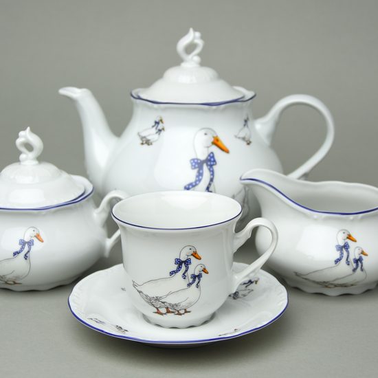 Constance husy, Čajová sada pro 6 osob, Thun 1794, karlovarský porcelán