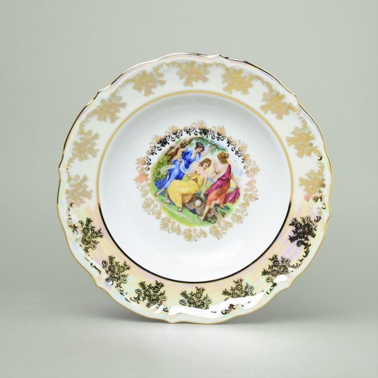Plate deep 23 cm, The Three Graces plus gold, Frederyka Carlsbad
