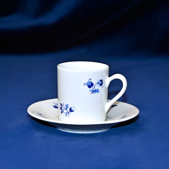 Šálek mokka 70 ml + podšálek 115 mm Jasmin, modré kvítky, Český porcelán a.s.