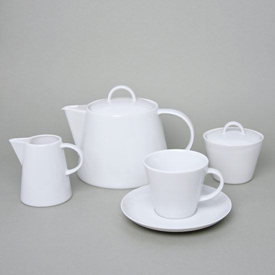 Tea set for 6 persons, Thun 1794 Carlsbad porcelain, TOM white