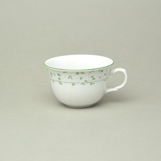 Cup low 210 ml tea, Thun 1794, karlovarský porcelán, Natálie green flowers