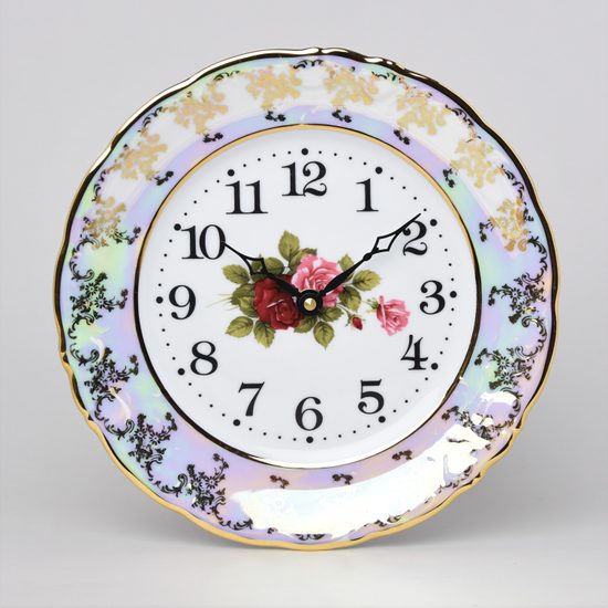 Wall clock 24 cm, Cecily roses, Carlsbad porcelain