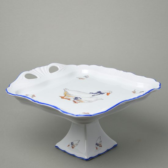 Platter Aida 30 x 25 cm on stand 14 cm, Český porcelán a.s., Goose