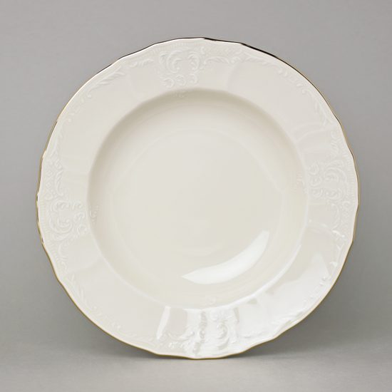 Plate deep 23 cm, Thun 1794 Carlsbad porcelain, Bernadotte Ivory + gold