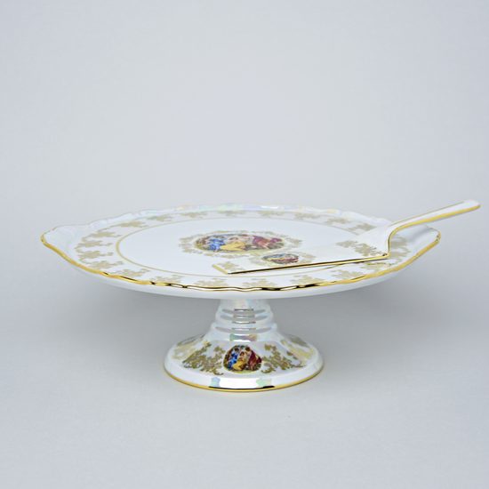 Cake plate 30 cm footed + porcelain cake shovel, The Three Graces, Carlsbad