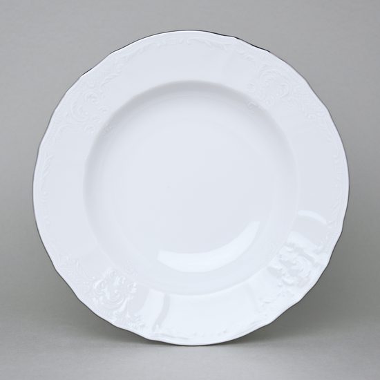 Plate deep 23 cm, Thun 1794, Carlsbad porcelain, BERNADOTTE platinum