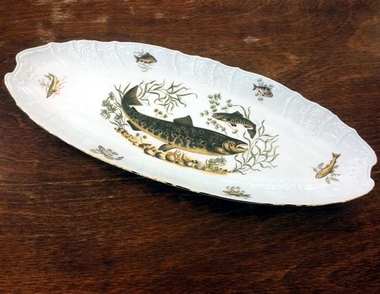 Fish dish 52 cm, Thun 1794 Carlsbad porcelain, BERNADOTTE Fishing