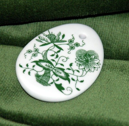 Easter egg 5 cm, Green Onion Pattern, Cesky porcelan a.s.