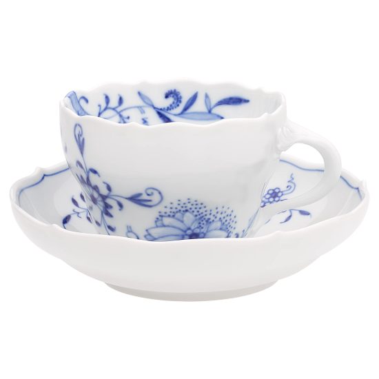 Šálek 200 ml a podšálek 140 mm, pravý cibulák, Míšeňský porcelán