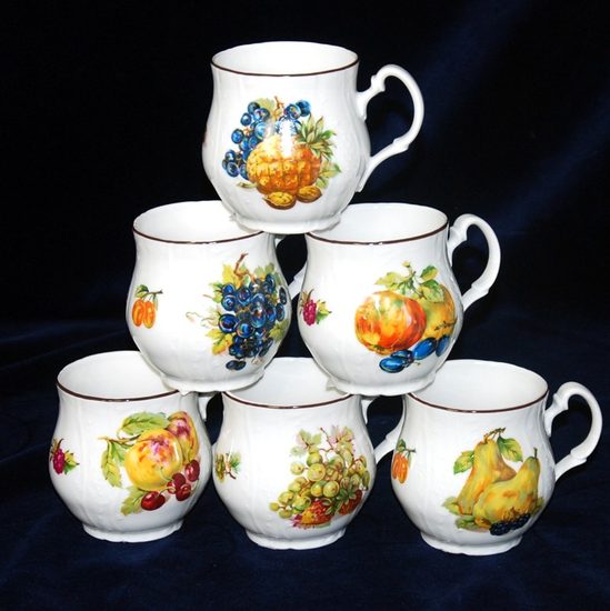 Fruits: Mug Jonas 0,31 l, 6 pcs, Thun 1794 Carlsbad porcelain, BERNADOTTE