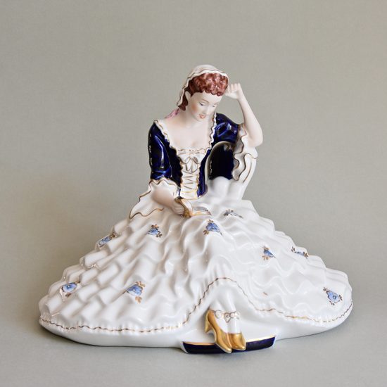 Dáma s knihou, malá, 18 x 24 x 19 cm, Isis, Porcelánové figurky Duchcov