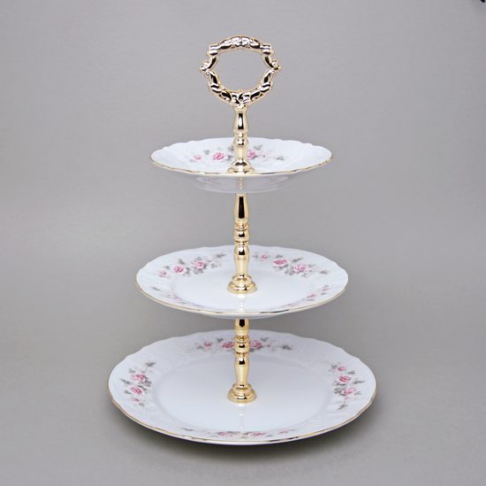 Gold line: Compartment dish 3 pcs., Thun 1794 Carlsbad porcelain, Bernadotte roses