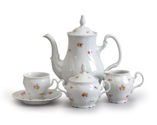 Coffee set for 6 persons, Thun 1794 Carlsbad porcelain, BERNADOTTE hazenka