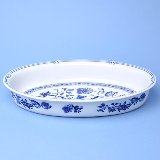 Blue Onion: Oval baking bowl 36 x 25 x 6 cm, Leander Loučky