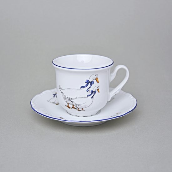 Cup 140 ml + saucer 135 mm, Constance, Geese, Thun 1794, Carlsbad Porcelain