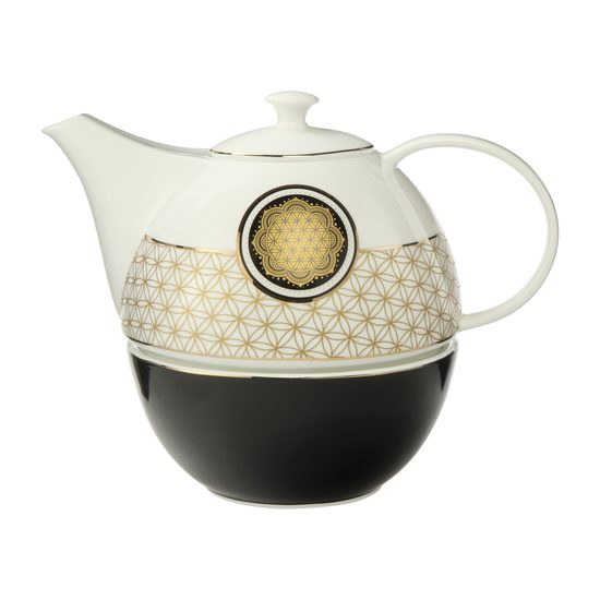 Konvice s ohřívačem Jin a Jang černá a bílá 25 / 16,5 / 20 cm, jemný kostní porcelán, Goebel
