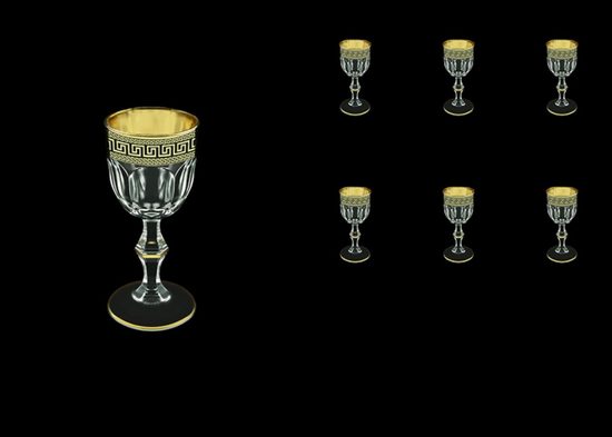 Astra Gold: Liqueur Glass 50 ml, 6 pcs. set, Crystal, Antique Golden Black decor