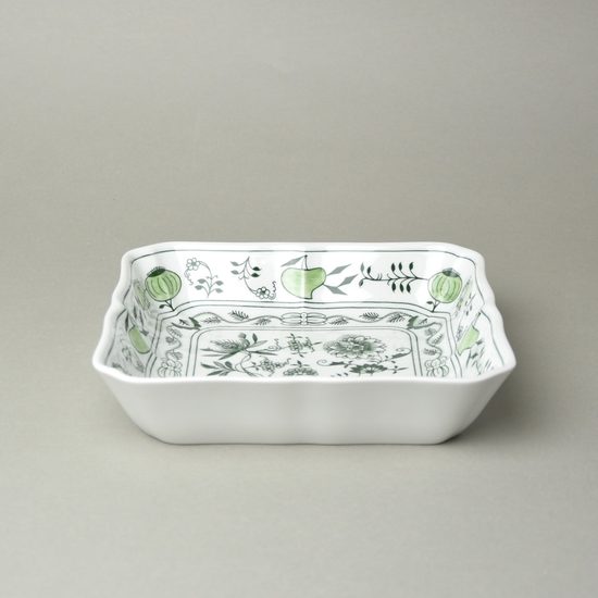 Bowl square 21 cm, Original green onion pattern