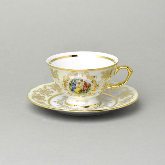 Šálek 200 ml na nožce a podšálek 15,5 cm čajový, Tři Grácie, porcelán Royal