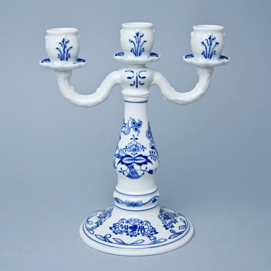 Candle holder 3-arm 25 cm, Original Blue Onion Pattern