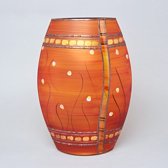 Studio Miracle: Váza oranžovo - červená, 30 cm, ruční dekorace Vlasta Voborníková