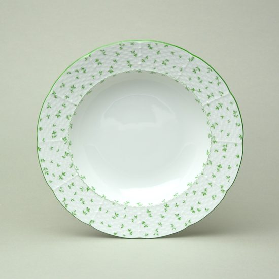 Plate deep 23 cm, Thun 1794, karlovarský porcelán, Natálie green flowers