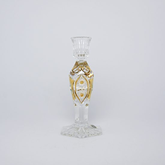 Cut Crystal Candlestick, 19 cm, Gold + Enamel, Jahami Bohemia