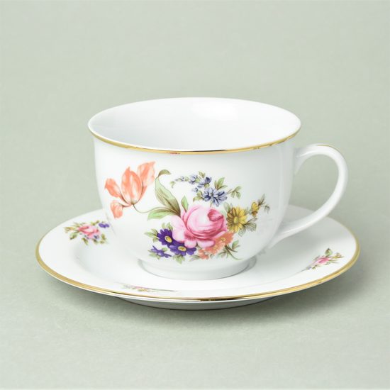 Olga: Cup breakfast 400 ml + saucer 19 cm, Meissen Rose, Český porcelán a.s.