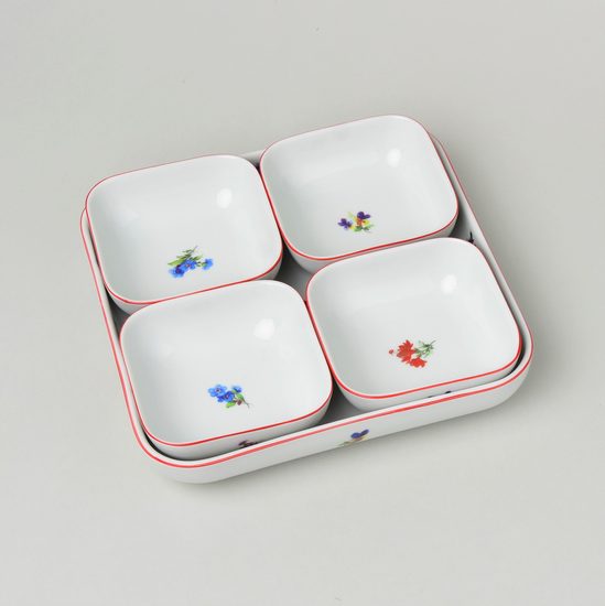 Red line: Aero bowls 5 pcs. set, Házenka, Český porcelán a.s.