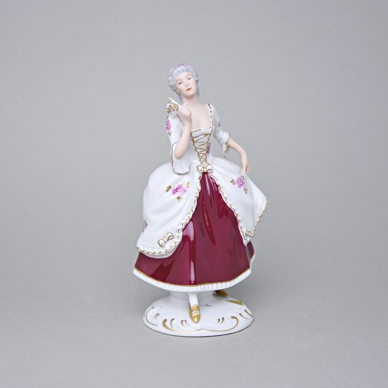 Lady with fan 13 x 10 x 20,5 cm, Purple, Porcelain Figures Duchcov