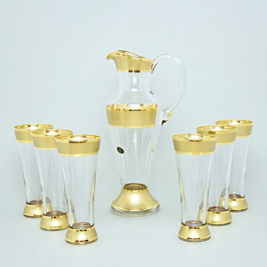 Beer set 7 pcs., matt gold, Balvínglass Bohemia