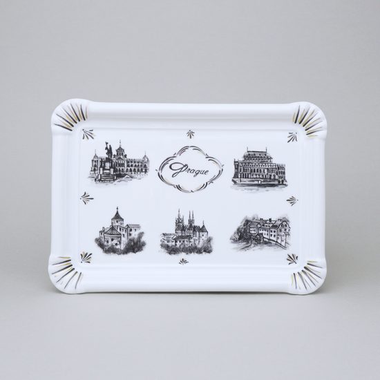 Porcelain Tray with Prague Motifs (Decor No. 1), Vilém Janoušek, Český porcelán a.s.
