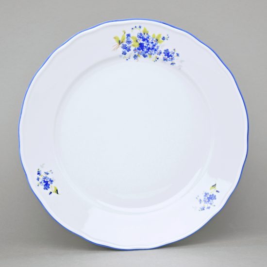 Talíř mělký praporový 26 cm, pomněnky, Český porcelán a.s.