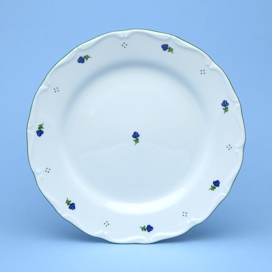 Talíř mělký 25 cm, Verona modré kvítí + zelená, G. Benedikt 1882