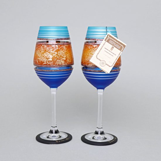 Studio Miracle: Sklenice na víno, Plážová romance 2ks, 12 cm, ruční dekorace Vlasta Voborníková