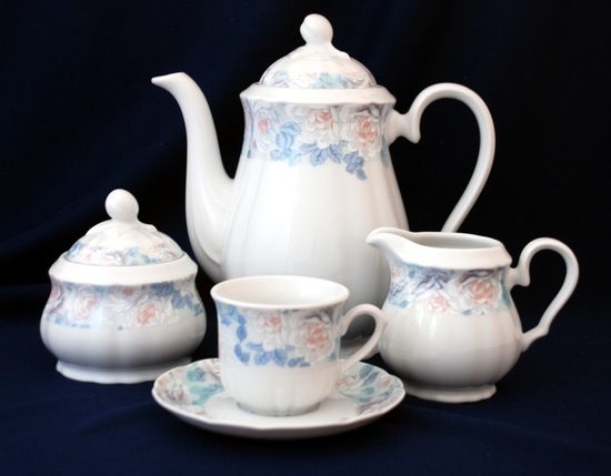 ROSE 80219: Kávová souprava pro 6 osob, Thun 1794, karlovarský porcelán