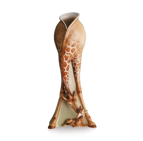 Endless Beauty giraffe design sculptured porcelain large vase 39,5 cm, FRANZ Porcelain