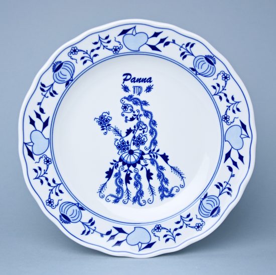 Talíř mělký 24 cm, Panna, (i na zeď), Cibulák, originální z Dubí