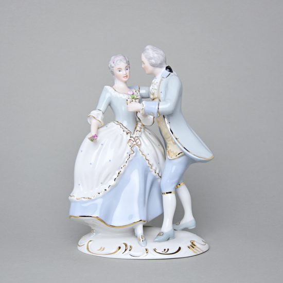 Couple rococo 16 x 10,5 x 22 cm, Porcelain Figures Duchcov