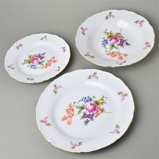 Plate set for 6 pers., Ofelie meissen rose, Stará Role Moritz Zdekauer