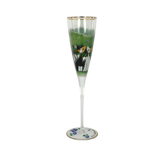 Sklenička na šampaňské Una passeggiata nel verde, 7,5 / 7,5 / 27,5 cm, sklo, R. Wachtmeister, Kočky Goebel