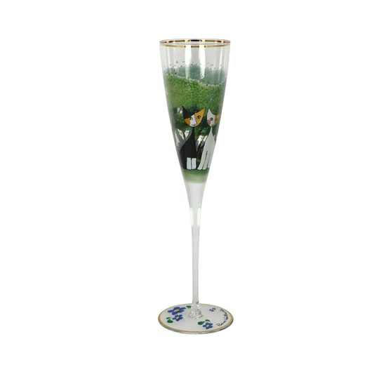 Champagne glass R. Wachtmeister - Una passeggiata nel verde, 7,5 / 7,5 / 27,5 cm, Glass, Cats Goebel