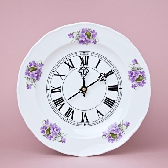 Wall Clock 24 cm with clockwork, Violet, Český porcelán a.s.