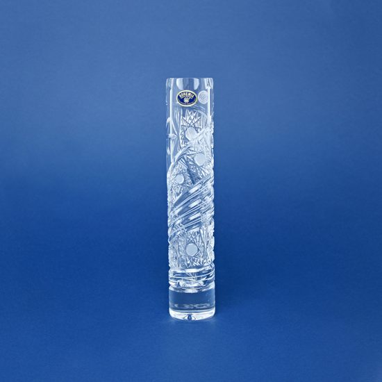 Křišťálová váza válec broušená úzká Kometa, 230 mm, GLASSPO / Crystal Bohemia