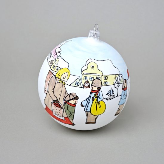 Vánoční skleněná koule 12 cm na stromeček "Stará zima" LIMITOVANÁ edice, ručně malováno