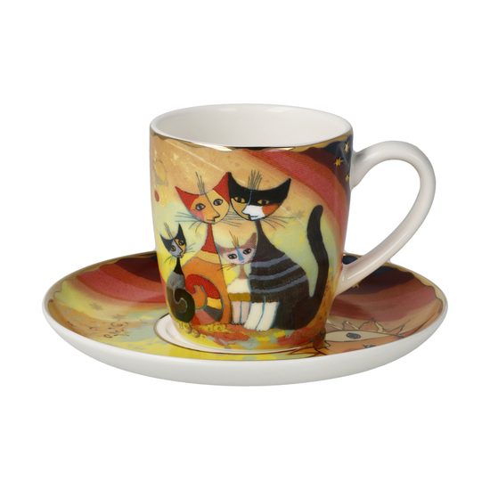Cup 100 ml and saucer 11,5 cm, Gatti in autunno, fine bone china, Goebel